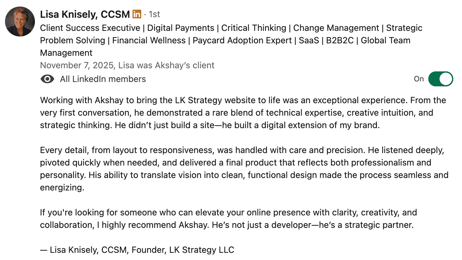 Client testimonial 5