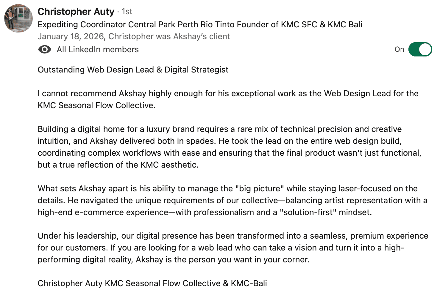 Client testimonial 7